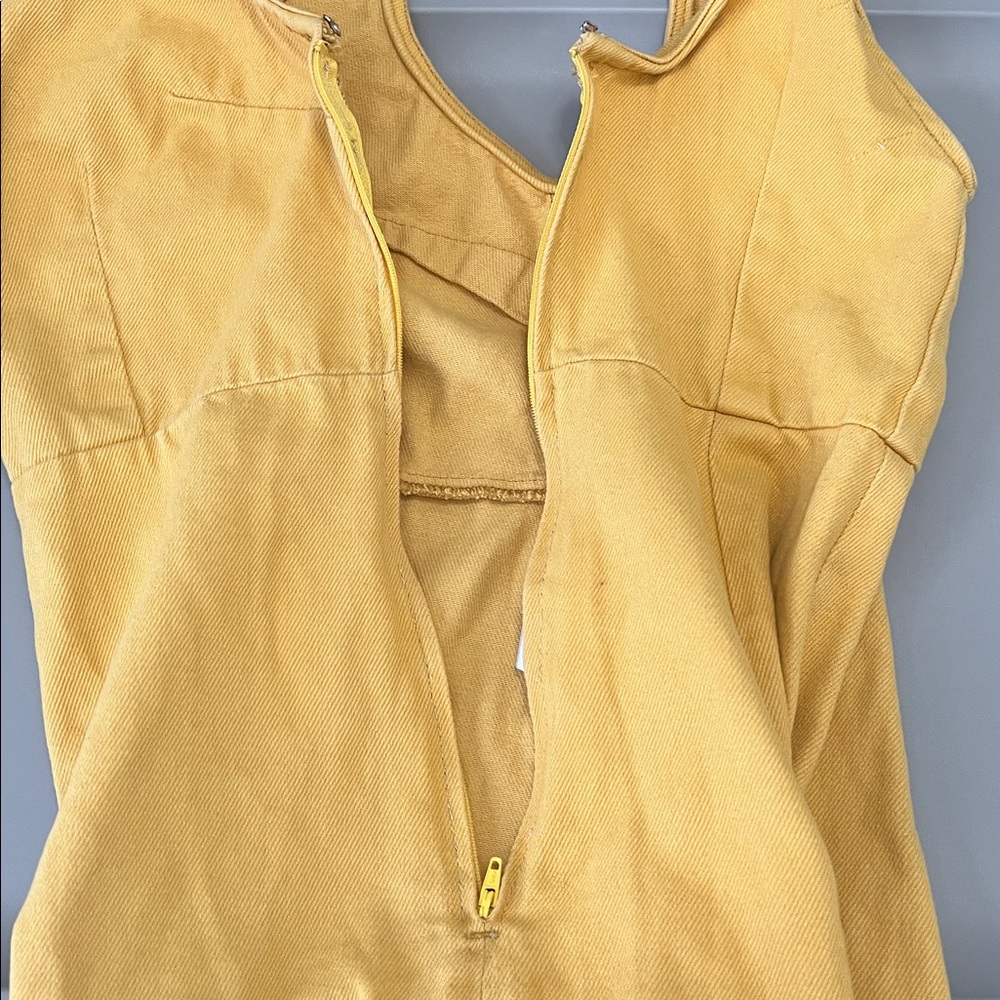 Urban Outfitters Denim Faux Button Front Jumpsuit Yellow Size XS - Picture 8 of 9
